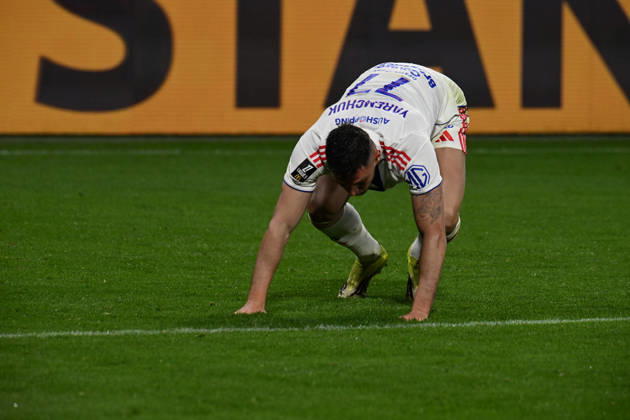 Football : Olympique Lyonnais v Lorient - French ligue 1- 12 04 2026 YAREMCHUK Roman of Lyon scoring goal during the French ligue 1 match between Olympique Lyonnais and Lorient at Groupama Stadium Decines Charpieu Lyon on April 12, 2026 , France LYONFrance Copyright: xMouradxAllilix