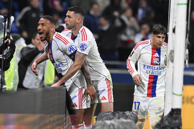 Football : Olympique Lyonnais v Lorient - French ligue 1- 12 04 2026 Corentin TOLISSO of Lyon scoring goal during the French ligue 1 match between Olympique Lyonnais and Lorient at Groupama Stadium Decines Charpieu Lyon on April 12, 2026 , France LYONFrance Copyright: xMouradxAllilix