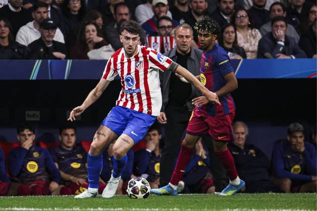 UEFA Champions League quarterfinal second leg soccer match Atletico Madrid vs FC Barcelona, Barca at Riyadh Air Metropolitano stadium in Madrid, Spain. 14 April 2026 Ruggeri and Lamine Yamal 900 Cordon Press 900 CordonxPress LOF - Champions League Atletico Madrid vs FC Barcelona