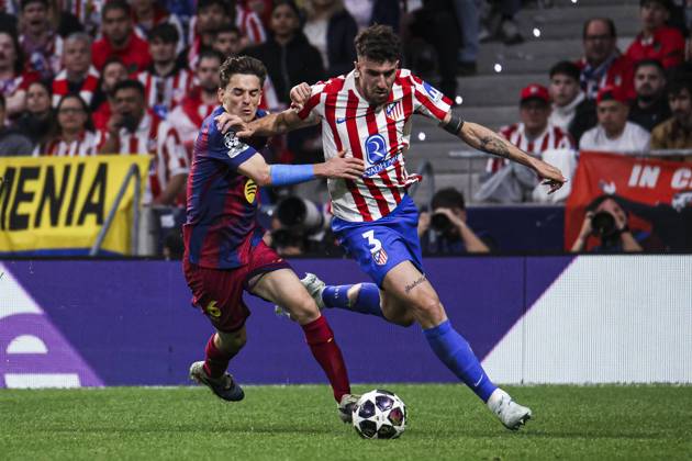 UEFA Champions League quarterfinal second leg soccer match Atletico Madrid vs FC Barcelona, Barca at Riyadh Air Metropolitano stadium in Madrid, Spain. 14 April 2026 Ruggeri and Gabi 900 Cordon Press 900 CordonxPress LOF - Champions League Atletico Madrid vs FC Barcelona