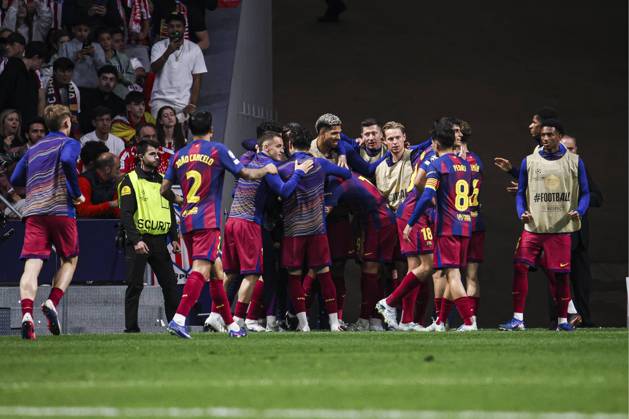 UEFA Champions League quarterfinal second leg soccer match Atletico Madrid vs FC Barcelona, Barca at Riyadh Air Metropolitano stadium in Madrid, Spain. 14 April 2026 FC Barcelona players 900 Cordon Press 900 CordonxPress LOF - Champions League Atletico Madrid vs FC Barcelona