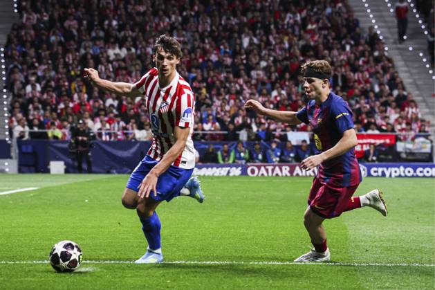 UEFA Champions League quarterfinal second leg soccer match Atletico Madrid vs FC Barcelona, Barca at Riyadh Air Metropolitano stadium in Madrid, Spain. 14 April 2026 Fermin and Le Normand 900 Cordon Press 900 CordonxPress LOF - Champions League Atletico Madrid vs FC Barcelona