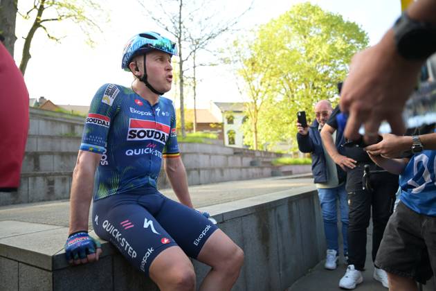 Belgian Tim Merlier of Soudal Quick-Step celebrates after winning the Ronde Van Limburg one day cycling race, from Hasselt to Tongeren-Borgloon (178,4 km) on Wednesday 15 April 2026. DAVIDxPINTENS x170895680x