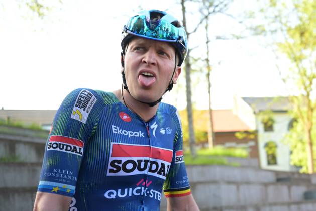 Belgian Tim Merlier of Soudal Quick-Step celebrates after winning the Ronde Van Limburg one day cycling race, from Hasselt to Tongeren-Borgloon (178,4 km) on Wednesday 15 April 2026. DAVIDxPINTENS x170895724x