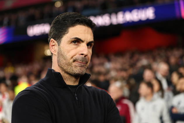 London, England, 15th April 2026. Mikel Arteta manager of Arsenal during the Arsenal vs Sporting Lisbon UEFA Champions League quarter final 2nd leg match at the Emirates Stadium, London. Picture credit should read: David Klein Sportimage EDITORIAL USE ONLY. No use with unauthorised audio, video, data, fixture lists, club league logos or live services. Online in-match use limited to 120 images, no video emulation. No use in betting, games or single club league player publications. SPI_016_DK_Arsenal_Sporting_Lisbon SPI-4686-0016