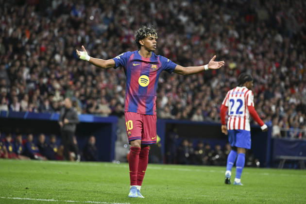 April 14, 2026, Madrid, Spain: Lamine Yamal of Barcelona seen during the UEFA Champions League Quarter-Final match Atletico de Madrid and FC Barcelona, Barca at the Metropolitano stadium. Final score: Atlà tico de Madrid 1 - 2 FC Barcelona. Madrid Spain - ZUMAs197 20260414_aab_s197_017 Copyright: xAtilanoxGarciax