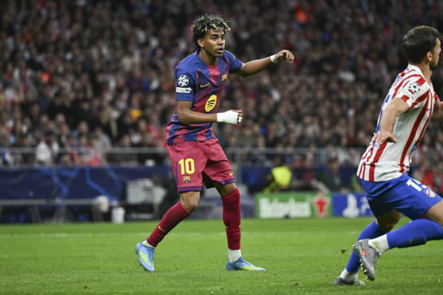 April 14, 2026, Madrid, Spain: Lamine Yamal of Barcelona seen during the UEFA Champions League Quarter-Final match Atletico de Madrid and FC Barcelona, Barca at the Metropolitano stadium. Final score: Atlà tico de Madrid 1 - 2 FC Barcelona. Madrid Spain - ZUMAs197 20260414_aab_s197_021 Copyright: xAtilanoxGarciax
