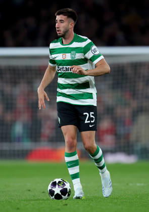 Arsenal FC v Sporting Clube de Portugal - UEFA Champions League 2025 26 Quarter-Final Second Leg Goncalo Inacio of Sporting Clube de Portugal on the ball during the UEFA Champions League 2025 26 Quarter-Final Second Leg match between Arsenal FC and Sporting Clube de Portugal at Arsenal Stadium on April 15, 2026 in London, England. WARNING! This Photograph May Only Be Used For Newspaper And Or Magazine Editorial Purposes. May Not Be Used For Publications Involving 1 player, 1 Club Or 1 Competition Without Written Authorisation From Football DataCo Ltd. For Any Queries, Please Contact Football DataCo Ltd on +44 (0) 207 864 9121 London Arsenal Stadium England United Kingdom Copyright: xAllstarxPicturexLibraryxLtdx