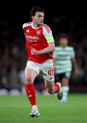 Arsenal FC v Sporting Clube de Portugal - UEFA Champions League 2025 26 Quarter-Final Second Leg Declan Rice of Arsenal running during the UEFA Champions League 2025 26 Quarter-Final Second Leg match between Arsenal FC and Sporting Clube de Portugal at Arsenal Stadium on April 15, 2026 in London, England. WARNING! This Photograph May Only Be Used For Newspaper And Or Magazine Editorial Purposes. May Not Be Used For Publications Involving 1 player, 1 Club Or 1 Competition Without Written Authorisation From Football DataCo Ltd. For Any Queries, Please Contact Football DataCo Ltd on +44 (0) 207 864 9121 London Arsenal Stadium England United Kingdom Copyright: xAllstarxPicturexLibraryxLtdx