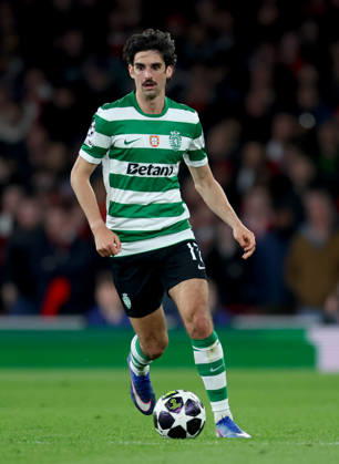 Arsenal FC v Sporting Clube de Portugal - UEFA Champions League 2025 26 Quarter-Final Second Leg Francisco Trincao of Sporting Clube de Portugal on the ball during the UEFA Champions League 2025 26 Quarter-Final Second Leg match between Arsenal FC and Sporting Clube de Portugal at Arsenal Stadium on April 15, 2026 in London, England. WARNING! This Photograph May Only Be Used For Newspaper And Or Magazine Editorial Purposes. May Not Be Used For Publications Involving 1 player, 1 Club Or 1 Competition Without Written Authorisation From Football DataCo Ltd. For Any Queries, Please Contact Football DataCo Ltd on +44 (0) 207 864 9121 London Arsenal Stadium England United Kingdom Copyright: xAllstarxPicturexLibraryxLtdx