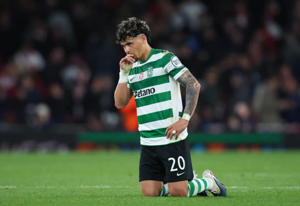 Arsenal FC v Sporting Clube de Portugal - UEFA Champions League 2025 26 Quarter-Final Second Leg Maximiliano Araujo of Sporting Clube de Portugal reacts after the UEFA Champions League 2025 26 Quarter-Final Second Leg match between Arsenal FC and Sporting Clube de Portugal at Arsenal Stadium on April 15, 2026 in London, England. WARNING! This Photograph May Only Be Used For Newspaper And Or Magazine Editorial Purposes. May Not Be Used For Publications Involving 1 player, 1 Club Or 1 Competition Without Written Authorisation From Football DataCo Ltd. For Any Queries, Please Contact Football DataCo Ltd on +44 (0) 207 864 9121 London Arsenal Stadium England United Kingdom Copyright: xAllstarxPicturexLibraryxLtdx