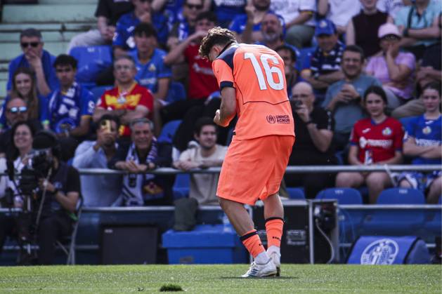 25 April 2026; Estadio Coliseum, Madrid, Spain; La Liga Football, Getafe CF versus FC Barcelona, Barca Fermin Lopez celebratres his goal Getafe vs FC Barcelona 900 Cordon Press 900 CordonxPress LOF - Getafe vs FC Barcelona