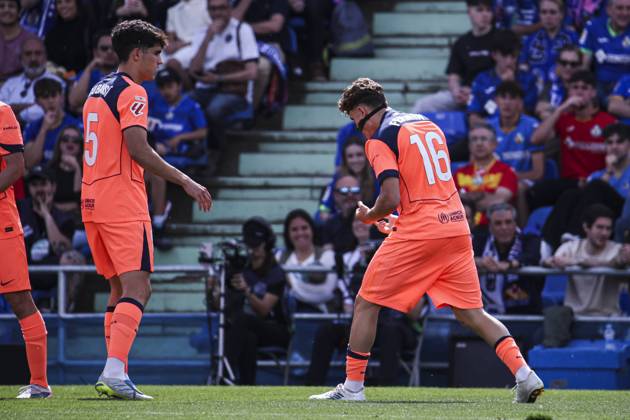 25 April 2026; Estadio Coliseum, Madrid, Spain; La Liga Football, Getafe CF versus FC Barcelona, Barca Fermin Lopez celebratres his goal Getafe vs FC Barcelona 900 Cordon Press 900 CordonxPress LOF - Getafe vs FC Barcelona
