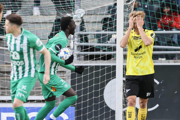 Eliteserien in football 2026 HamKam Start Hamar 20260426 HamKams Mame Niang celebrates the 1 1 goal during the elite series football match between HamKam and IK Start at Briskeby Stadium Photo Geir Olsen NTB undefined Hamar Norway EDITORIAL USE ONLY RESTRICTED USE FOR BETTING COMPANIES  Copyright: xGeirxOlsenx xNTBx