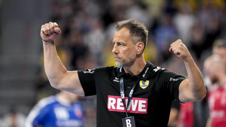 Maik Machulla coach, head coach, RNL , single picture, single photo, action, action, cheer, cheers, celebration, joy, rejoice, rejoicing, confident, optimistic, positive, game scene, 01 05 2026, Mannheim Germany , Handball, Bundesliga, Rhein Neckar Löwen MT Melsungen xozx