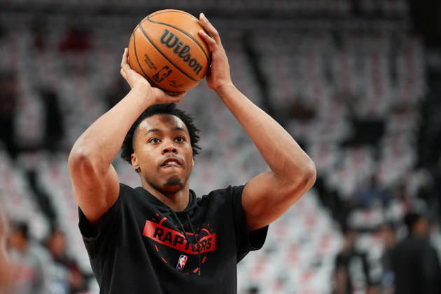 Toronto Raptors v Cleveland Cavaliers - NBA, Basketball Herren, USA Playoffs TORONTO, CANADA - MAY 1 : Scottie Barnes of Toronto Raptors warms up ahead of the Game Six of the Eastern Conference First Round NBA Playoffs between Cleveland Cavaliers and Toronto Raptors at the Scotiabank Arena on May 1, 2026 in Toronto, Ontario, Canada. Mert Alper Dervis Anadolu Ontario Canada. Editorial use only. Please get in touch for any other usage. Copyright: x2026xAnadoluxMertxAlperxDervisx