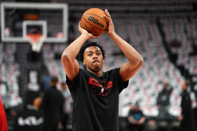Toronto Raptors v Cleveland Cavaliers - NBA, Basketball Herren, USA Playoffs TORONTO, CANADA - MAY 1 : Scottie Barnes of Toronto Raptors warms up ahead of the Game Six of the Eastern Conference First Round NBA Playoffs between Cleveland Cavaliers and Toronto Raptors at the Scotiabank Arena on May 1, 2026 in Toronto, Ontario, Canada. Mert Alper Dervis Anadolu Ontario Canada. Editorial use only. Please get in touch for any other usage. Copyright: x2026xAnadoluxMertxAlperxDervisx