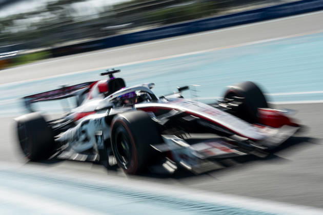 French Formula One driver Esteban Ocon of Haas F1 Team participates in qualifying for the Formula One Miami Grand Prix at the Miami International Autodrome in Miami Gardens, Florida on Saturday, May 2, 2026. MIA20260502100 GREGxNASH