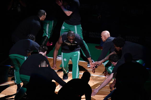 Boston Celtics v Philadelphia 76ers - NBA, Basketball Herren, USA Playoffs BOSTON, UNITED STATES - MAY 02: Jaylen Brown (7) of the Boston Celtics takes to the court with his teammates during the NBA Eastern Conference playoff match against the Philadelphia 76ers at TD Garden in Boston, Massachusetts, on May 02, 2026 Joseph Prezioso Anadolu Massachusetts United States. Editorial use only. Please get in touch for any other usage. Copyright: x2026xAnadoluxJosephxPreziosox