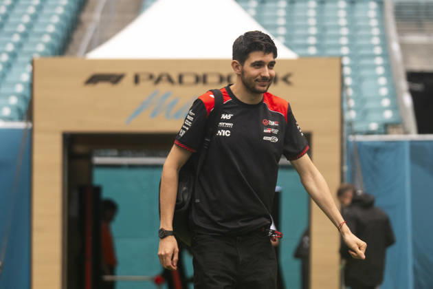 French Formula One driver Esteban Ocon of Haas F1 Team arrives for the Formula One Miami Grand Prix at the Miami International Autodrome in Miami Gardens, Florida on Sunday, May 3, 2026. MIA2026050313 GREGxNASH