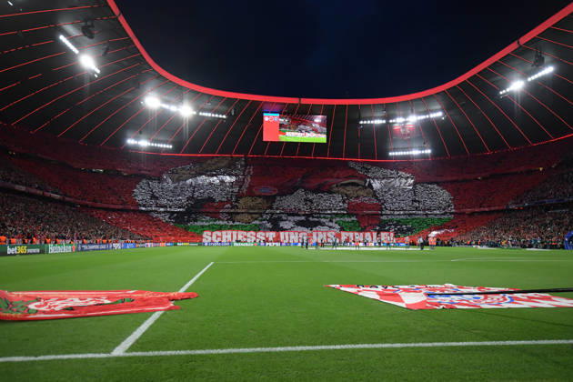 06 05 2026, xemx, Football UEFA Champions League 1 2 Final, FC Bayern Muenchen Paris St Germain v l Bayern Muenchen Munich, Fans, Atmosphere, Scarves, Emotions, Spectators, Visitors, Ultras, Schickeria Choreography, Choreography, Tifo, Fan Choreo, Curve Choreo DFL DFB REGULATIONS PROHIBIT ANY USE OF PHOTOGRAPHS as IMAGE SEQUENCES and or QUASI VIDEO Muenchen