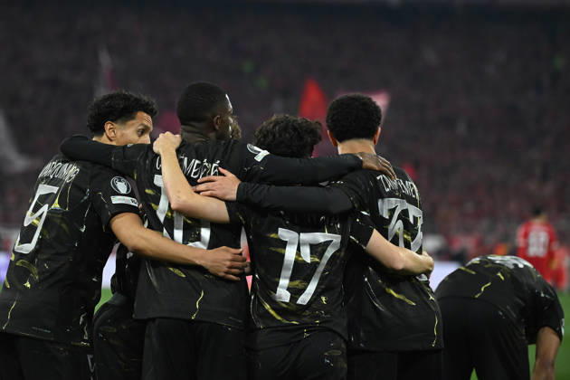 06 05 2026, xemx, Football UEFA Champions League 1 2 Final, FC Bayern Muenchen Paris St Germain v l Torjubel nach dem Tor zum celebrating the goal celebrate 0 1 durch Ousmane Dembele Paris St Germain DFL DFB REGULATIONS PROHIBIT ANY USE OF PHOTOGRAPHS as IMAGE SEQUENCES and or QUASI VIDEO Muenchen