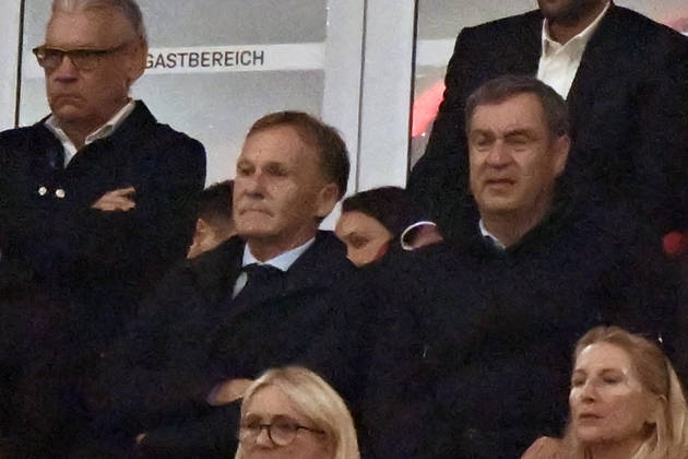 06 05 2026, xemx, Football UEFA Champions League 1 2 Final, FC Bayern Muenchen Paris St Germain v l Hans Joachim Watzke Markus Söder DFL DFB REGULATIONS PROHIBIT ANY USE OF PHOTOGRAPHS as IMAGE SEQUENCES and or QUASI VIDEO Muenchen