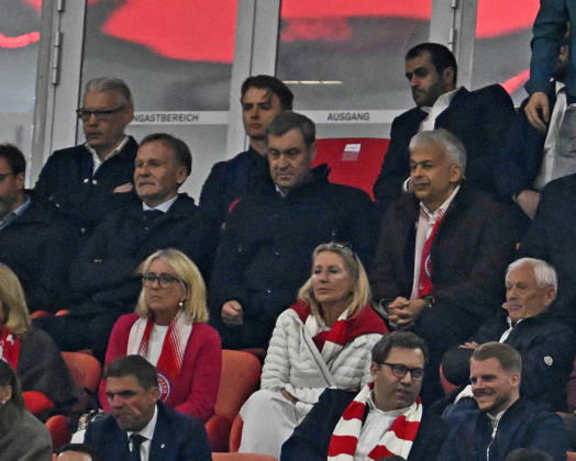06 05 2026, Football UEFA Championsleague 2025 2026 semi-final second leg, FC Bayern Munich Paris St Germain, in the Allianz Arena Munich, Hans Joachim Watzke Germany , Markus Söder Germany DFL and DFB regulations prohibit any use of photographs as image sequences and or quasi video