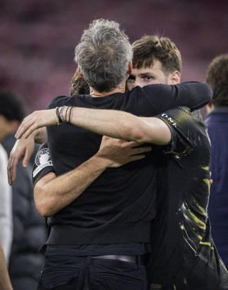 Munich, Germany 06th May 2026 Coach Luis Enrique PSG Khvicha Kvaratskhelia Paris FC Bayern Munich Paris Saint Germain 06 05 2026