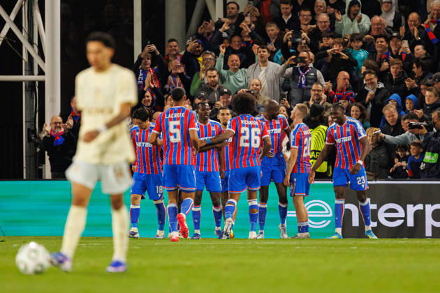 Players of Crystal Palace seen celebrating after goal during UEFA Conference League 25 26 Semi Final 2nd leg match between teams of Crystal Palace and Shakhtar Donetsk (Ernest Kolodziej Ball Raw Images) London Selhurst Park England Copyright: xErnestxKolodziejx ernestkolodziej_crystal_shakhtar_2526_OL_4543