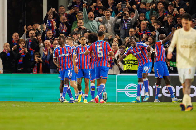 Players of Crystal Palace seen celebrating after goal during UEFA Conference League 25 26 Semi Final 2nd leg match between teams of Crystal Palace and Shakhtar Donetsk (Ernest Kolodziej Ball Raw Images) London Selhurst Park England Copyright: xErnestxKolodziejx ernestkolodziej_crystal_shakhtar_2526_OL_4551