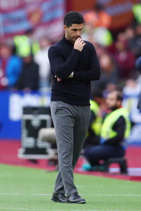 London, England, 10th May 2026. Mikel Arteta, Manager of Arsenal during the West Ham United vs Arsenal Premier League match at the London Stadium, London. Picture credit should read: Paul Terry Sportimage EDITORIAL USE ONLY. No use with unauthorised audio, video, data, fixture lists, club league logos or live services. Online in-match use limited to 120 images, no video emulation. No use in betting, games or single club league player publications. SPI_027_PT_West_Ham_Arsenal SPI-4793-0027