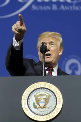 May 22, 2018 - Washington, District of Columbia, U.S. - United States President Donald J. Trump delivers remarks during the Susan B. Anthony List 11th Annual Campaign for Life Gala at the National Building Museum. Copyright: xOliverxContrerasx