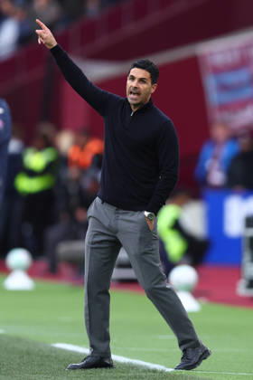 London, England, 10th May 2026. Mikel Arteta, Manager of Arsenal during the West Ham United vs Arsenal Premier League match at the London Stadium, London. Picture credit should read: Paul Terry Sportimage EDITORIAL USE ONLY. No use with unauthorised audio, video, data, fixture lists, club league logos or live services. Online in-match use limited to 120 images, no video emulation. No use in betting, games or single club league player publications. SPI_144_PT_West_Ham_Arsenal SPI-4793-0144