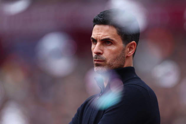 London, England, 10th May 2026. Mikel Arteta, Manager of Arsenal during the West Ham United vs Arsenal Premier League match at the London Stadium, London. Picture credit should read: Paul Terry Sportimage EDITORIAL USE ONLY. No use with unauthorised audio, video, data, fixture lists, club league logos or live services. Online in-match use limited to 120 images, no video emulation. No use in betting, games or single club league player publications. SPI_125_PT_West_Ham_Arsenal SPI-4793-0125