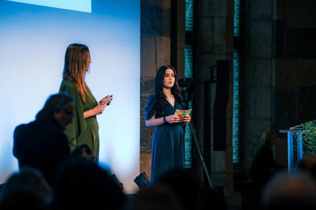 Germany, Aachen Presentation of the Charlemagne Youth Prize in the Coronation Hall in the Town Hall, supporting program Charlemagne Prize 2026 Award to Mario Draghi, presenters Emma Neugebauer and Martina Monti, former winners of the Charlemagne Youth Prize Copyright: xThiemoxRudolphx