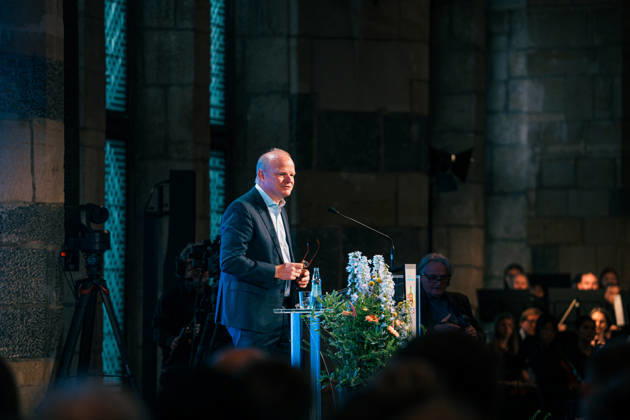 Germany, Aachen Presentation of the Charlemagne Youth Prize in the Coronation Hall in the Town Hall, supporting program Charlemagne Prize 2026 Award to Mario Draghi, Prof Thomas Prefi, Chairman of the Charlemagne Prize Foundation gives a speech Copyright: xThiemoxRudolphx