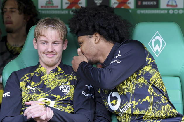 Julian Brandt Borussia Dortmund and Karim Adeyemi Borussia Dortmund talk together, Bundesliga, SV Werder Bremen v Borussia Dortmund, Weserstadion, May 16, 2026 in Bremen, Germany Photo by Marco Steinbrenner DeFodi Images Julian Brandt Borussia Dortmund and Karim Adeyemi Borussia Dortmund talk together, Bundesliga, SV Werder Bremen v Borussia Dortmund, Weserstadion, May 16, 2026 in Bremen, Germany Photo by Marco Steinbrenner DeFodi Images DFL regulations prohibit any use of photographs as image sequences and or quasi video