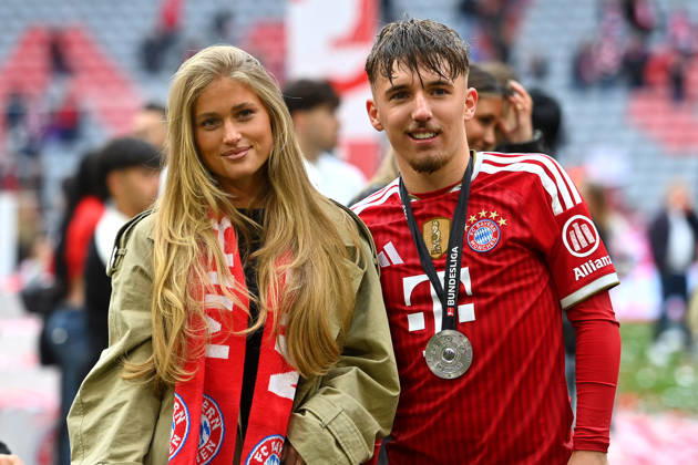 Lennart KARL Bayern Muenchen with girlfriend Zoe KAEPPELE Soccer 1 Bundesliga Season 2025 2026, 34 Matchday, Matchday34 FC Bayern Muenchen 1 FC Koeln 5 1 on 16 05 2026 , A L L I A N Z A R E N A