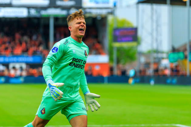 2026-05-17 FC Volendam v SC Telstar - Dutch Eredivisie VOLENDAM, NETHERLANDS - MAY 17: Goalkeeper Ronald Koeman Jr. of Telstar during the Dutch Eredivisie match between FC Volendam and SC Telstar at Kras Stadion on May 17, 2026 in Volendam, Netherlands. Volendam Kras Stadion Netherlands Content not available for redistribution in The Netherlands directly or indirectly through any third parties. Copyright: xMarcelxvanxPlateringenx