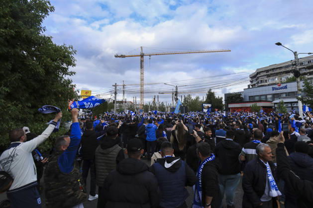 May 17, 2026, Craiova, Romania, Superliga Season 2025-2026, Play-Off, Stage 9, Universitatea Craiova vs FC Universitatea Cluj, Ion Oblemenco stadium, Craiova, Romania Supporters crowd at the satadium entrance