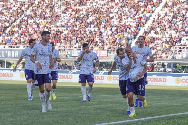 FOOTBALL - Serie A - Bologna FC vs Inter Milan - FC Internazionale Photo by IPA ABACAPRESS.COM85002867 - Federico Dimarco of Inter FC celebrates after scoring during Bologna FC vs FC Inter, 38th Serie A Enilive 2025-26 game at Renato dall Ara stadium in Bologna (BO), Italy, on May 23, 2026. Bologna Italy  Copyright: xIPAxSport ABACAx