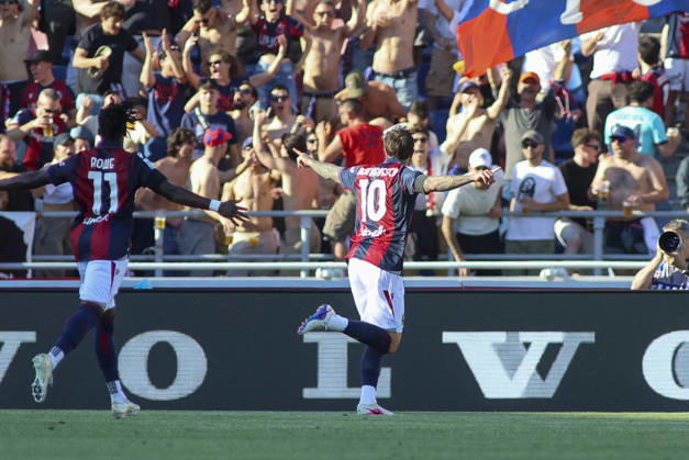 FOOTBALL - Serie A - Bologna FC vs Inter Milan - FC Internazionale Photo by IPA ABACAPRESS.COM85002870 - Federico Bernardeschi of Bologna FC celebrates after scoring during Bologna FC vs FC Inter, 38th Serie A Enilive 2025-26 game at Renato dall Ara stadium in Bologna (BO), Italy, on May 23, 2026. Bologna Italy  Copyright: xIPAxSport ABACAx