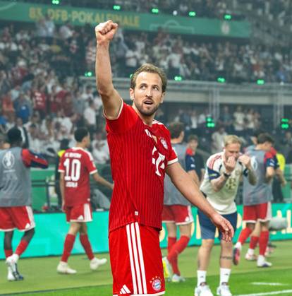 Soccer, Men, 2025 2026 season, 83 DFB Cup Final, FC Bayern Munich VfB Stuttgart 3 0 , Harry Kane Bayern Munich , cheering after scoring 2 0, 23 05 2026, Copyright: xMatthiasxKochx