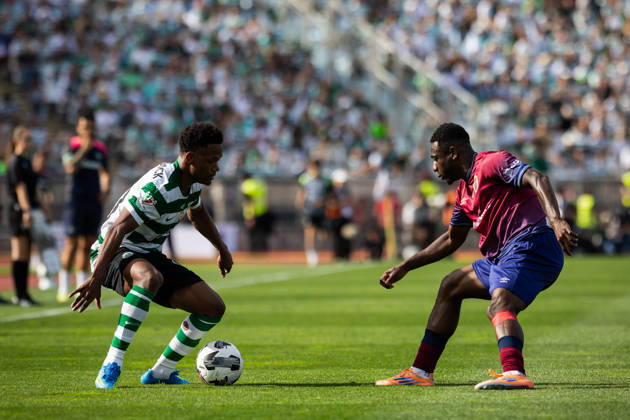Sporting CP vs SCU Torreense in Oeiras - 24 May 2026 Geny Catamo of Sporting (L) and Dany Jean of SCU Torreense (R) seen in action during the Portuguese Cup 2025 2026 - Final match between Sporting CP and SCU Torreence at Estadio Nacional. (Final score: Sporting CP 1 - 2 SCU Torreense) Oeiras Portugal Copyright: xHenriquexCasinhasx xSOPAxImagesx HCASINHAS_24052026_SPORTINGCP_VS_SCUTORREENSE_016