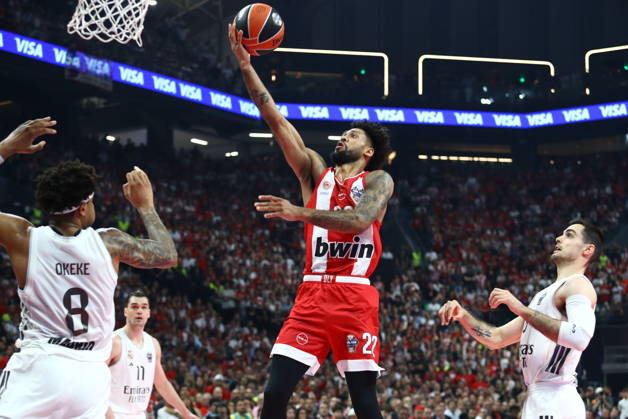 EuroLeague Basketball Final 4 - Champions Game, Olympiacos Piraeus vs Real Madrid - Tyler Dorsey, 22 of Olympiacos Piraeus in action during the 2026 EuroLeague Championship Game Olympiacos Piraeus vs Real Madrid at Telekom Center Athens on May 24, 2026 in Athens, Greece. ATHENS Greece Copyright: xOnexInchxProductionsx 6982151