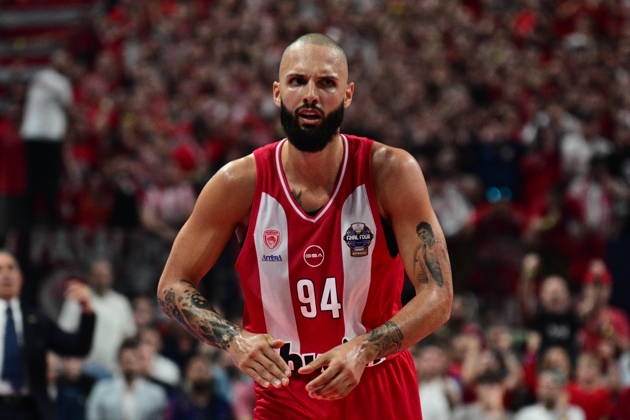 EuroLeague Basketball Final 4 - Champions Game, Olympiacos Piraeus vs Real Madrid - Evan Fournier, 94 of Olympiacos Piraeus during the 2026 EuroLeague Championship Game Olympiacos Piraeus vs Real Madrid at Telekom Center Athens on May 24, 2026 in Athens, Greece. ATHENS Greece Copyright: xOnexInchxProductionsx 6982068
