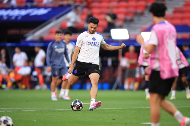 Paris Saint-Germain, Open Training Session Paris Saint-Germain Forward Goncalo Ramos (9) during the open training session for Paris Saint-Germain ahead of the Champions League Cup Final at Puskas Arena Park, Budapest, Hungary on 29 May 2026. Budapest Puskas Arena Park Hungary Editorial use only , Copyright: xChrisxFoxwellx PSI-24345-0031
