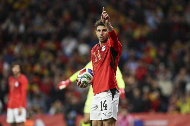 Spain Vs Egypt - national team, Nationalteam Friendly Match Hamdi Fathy of Egypt controls the ball during the friendly match between the Spanish and Egyptian national teams at RCD Stadium in Barcelona, Spain, in March 2026, ahead of the FIFA World Cup, WM, Weltmeisterschaft, Fussball Barcelona Spain  Copyright: xGongorax originalFilename:bonilla-spainvse260331_np95a.jpg