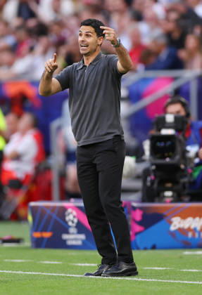 Budapest, Hungary, 30th May 2026. Mikel Arteta manager of Arsenal on the touchline during the Paris Saint Germain vs Arsenal UEFA Champions League Final match at Puskas Arena, Budapest. Picture credit should read: David Klein Sportimage EDITORIAL USE ONLY. No use with unauthorised audio, video, data, fixture lists, club league logos or live services. Online in-match use limited to 120 images, no video emulation. No use in betting, games or single club league player publications. SPI_096_DK_PSG_Arsenal SPI-4828-0095